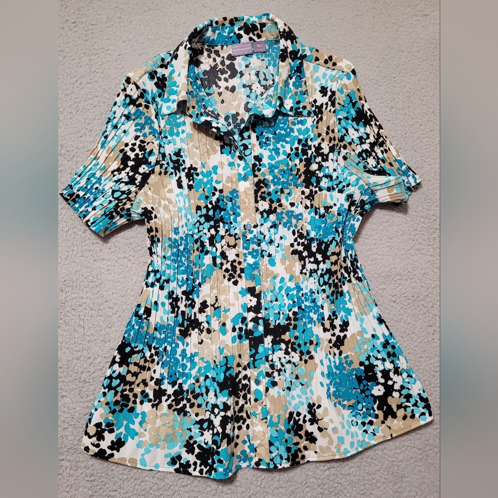 2 Laura Scott Short Sleeve Button Up Shirts Size XL